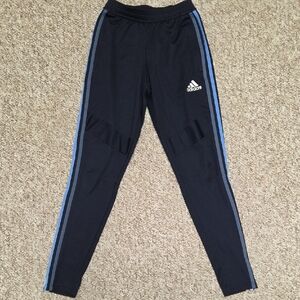 Adidas Men's Black Joggers with Blue Stripes